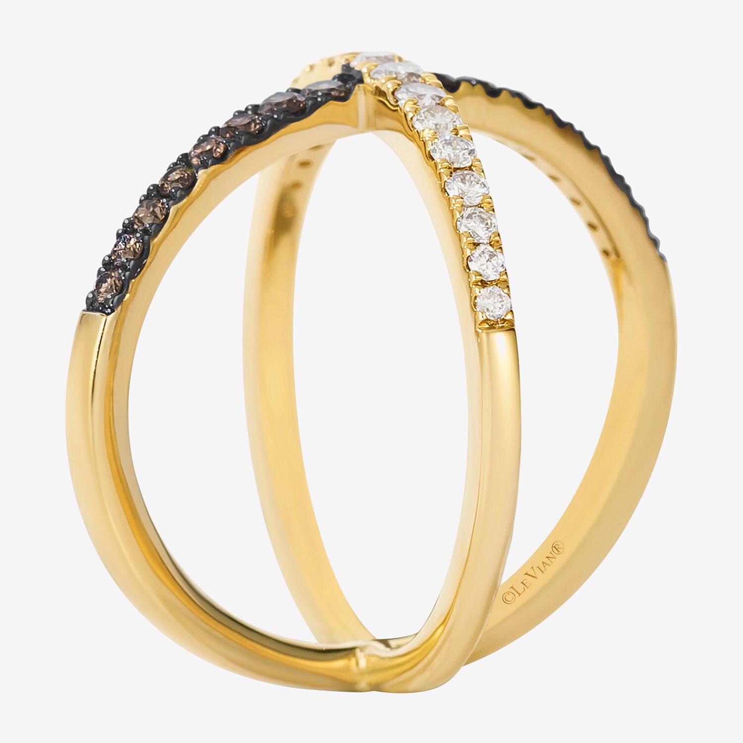 Le Vian Grand Sample Sale Le Vian Grand Sample Sale Limited Quantities! Womens 21.7mm 1/2 CT. T.W. Natural Champagne Diamond 14K Gold Crossover Band