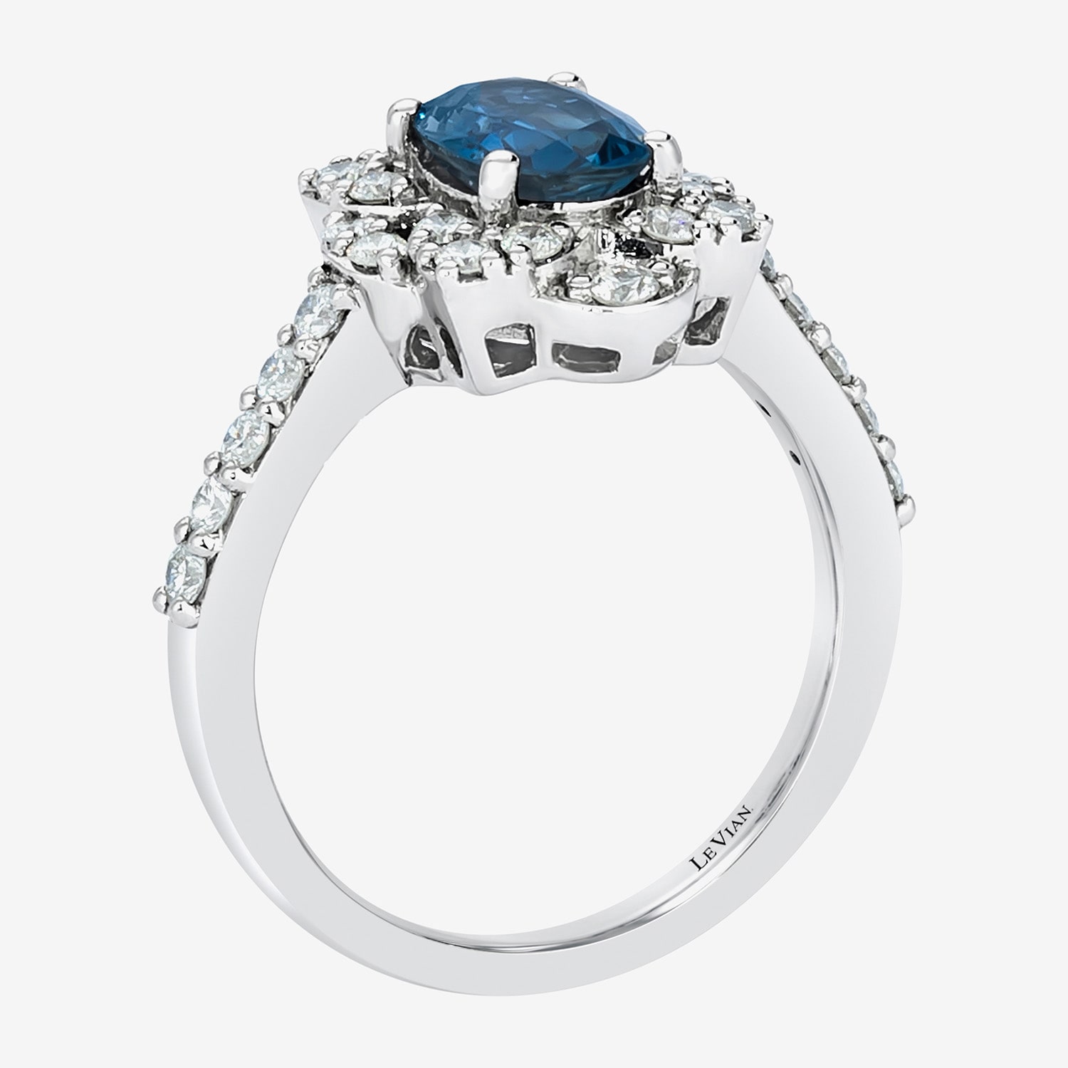 Le Vian Grand Sample Sale Le Vian Grand Sample Sale Limited Quantities! Womens 5/8 CT. T.W. Genuine Blue Sapphire Platinum Round Side Stone Cocktail Ring
