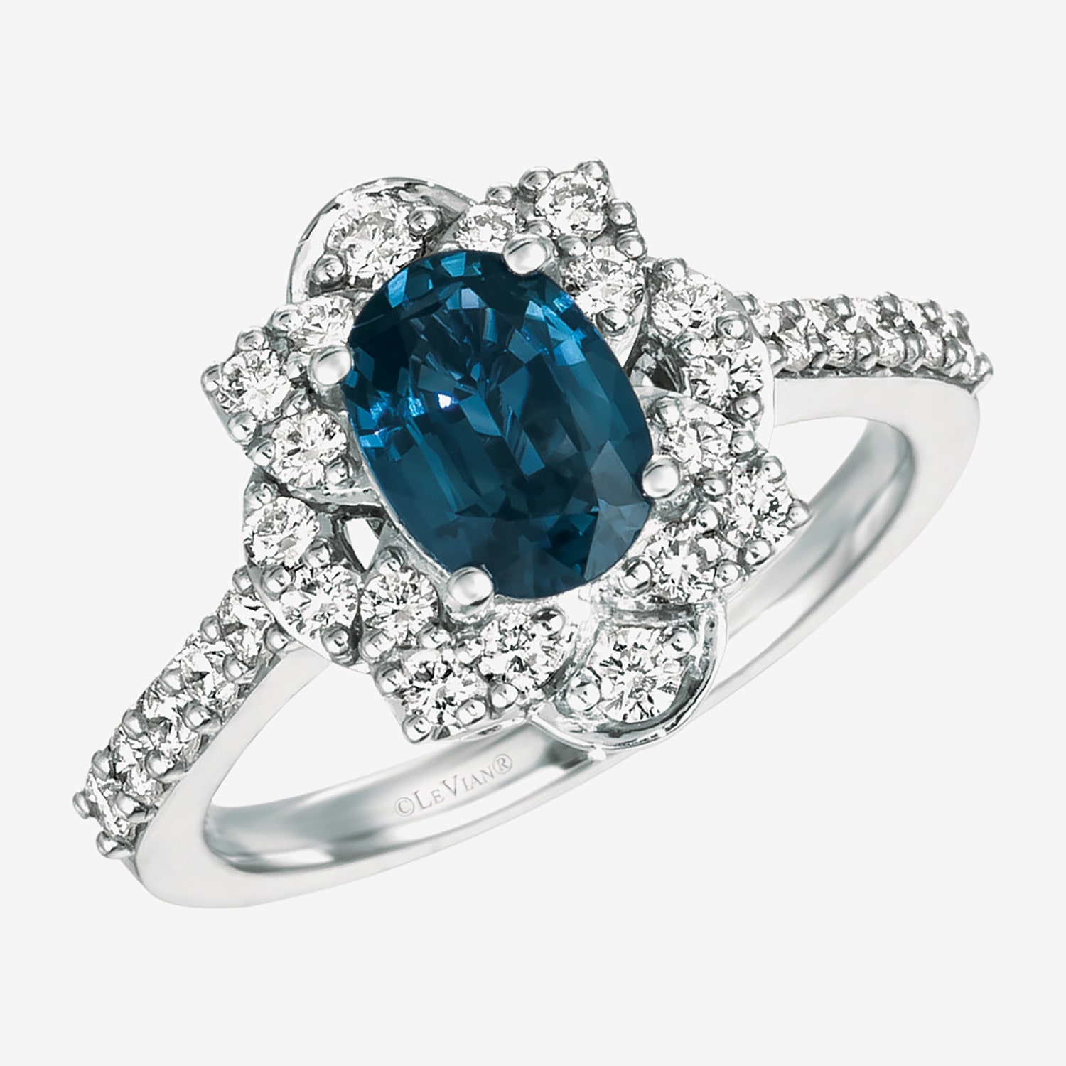 Le Vian Grand Sample Sale Le Vian Grand Sample Sale Limited Quantities! Womens 5/8 CT. T.W. Genuine Blue Sapphire Platinum Round Side Stone Cocktail Ring