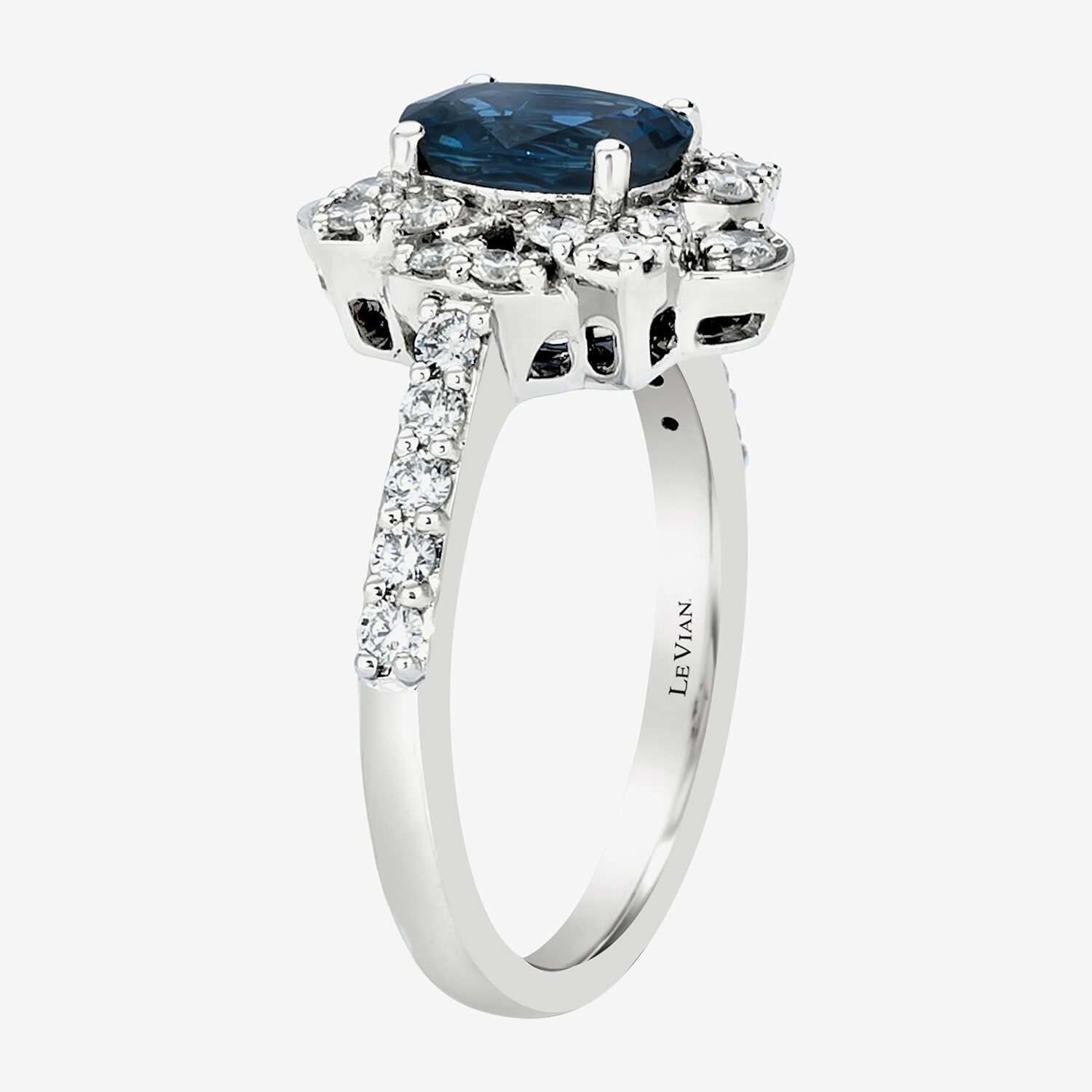 Le Vian Grand Sample Sale Le Vian Grand Sample Sale Limited Quantities! Womens 5/8 CT. T.W. Genuine Blue Sapphire Platinum Round Side Stone Cocktail Ring