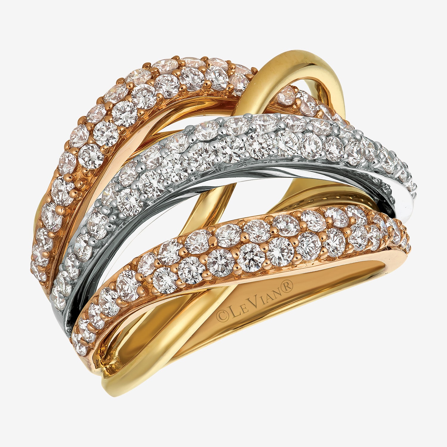 Le Vian Grand Sample Sale Le Vian Grand Sample Sale Limited Quantities! Womens 20MM 1 7/8 CT. T.W. Natural Champagne Diamond 14K Tri-Color Gold Band