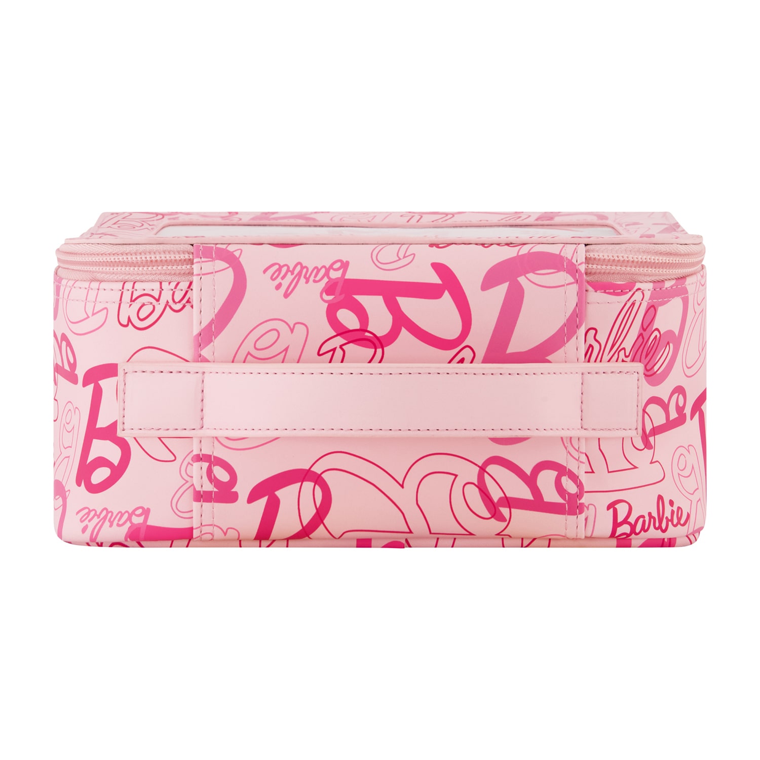 Barbie 2-Piece Travel Cosmetic Case Set – Pink All-Over Logo Design with Dual Zipper Pulls