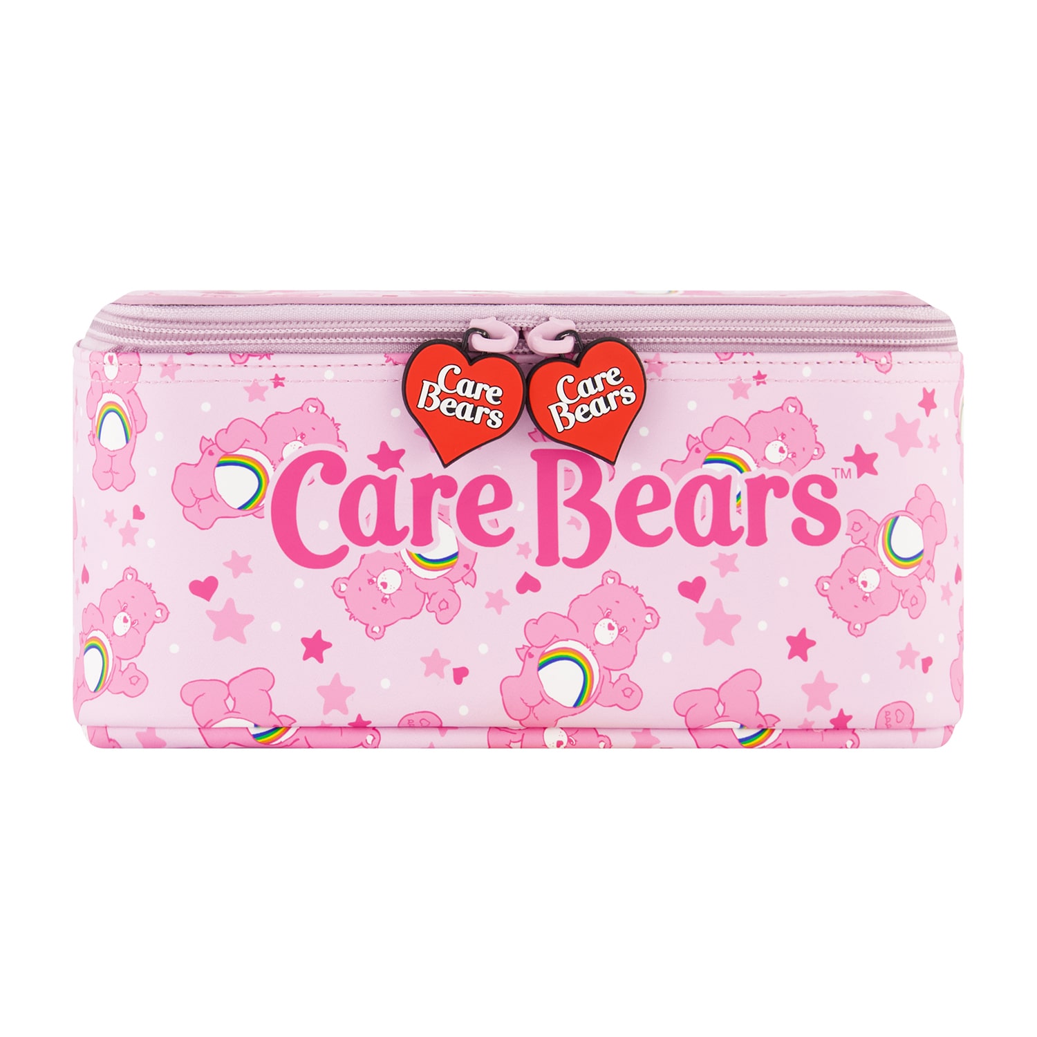 Care Bears Cheer Bear 2-Piece Travel Cosmetic Case Set – Rainbow and Cheer Bear Design with Heart Zipper Pulls