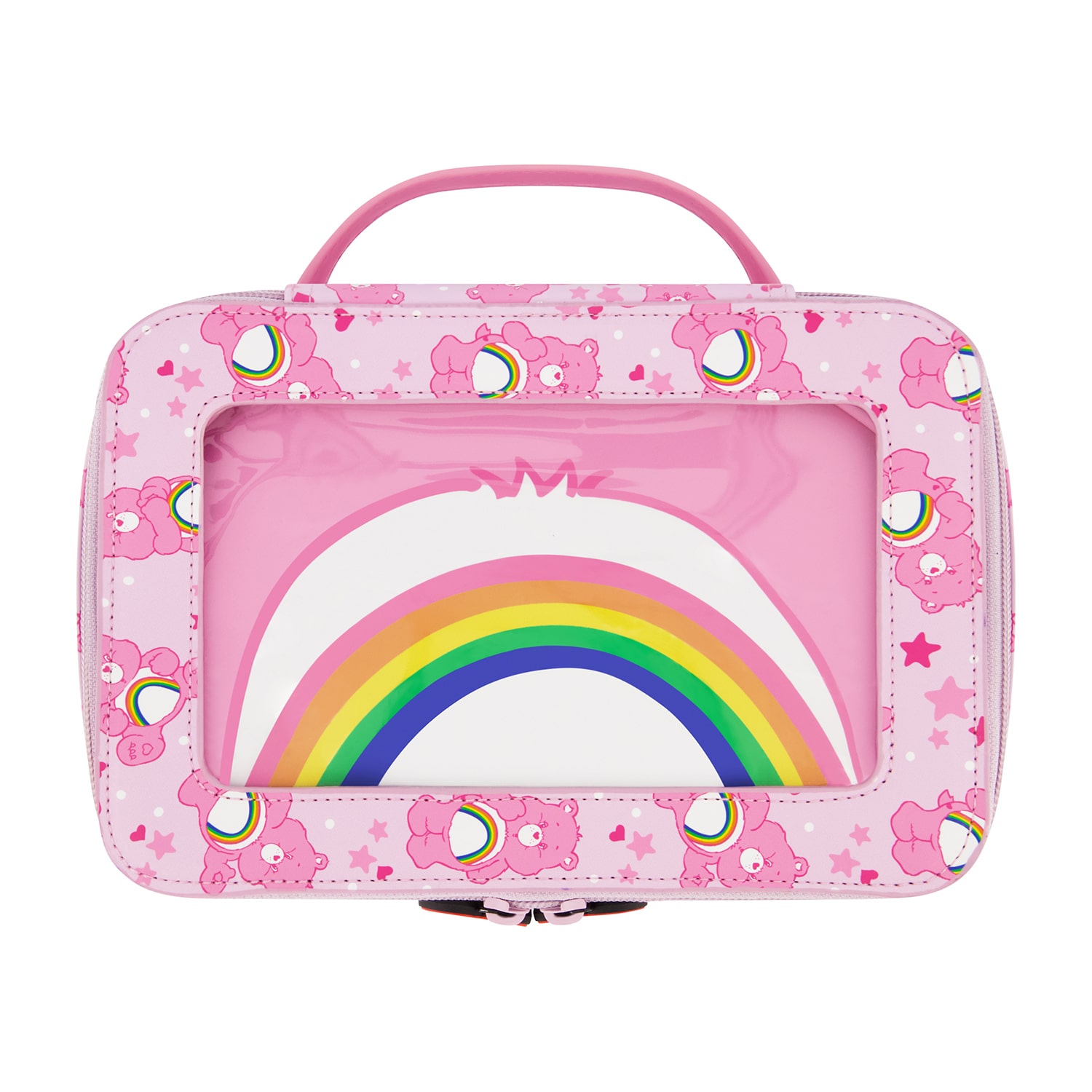 Care Bears Cheer Bear 2-Piece Travel Cosmetic Case Set – Rainbow and Cheer Bear Design with Heart Zipper Pulls