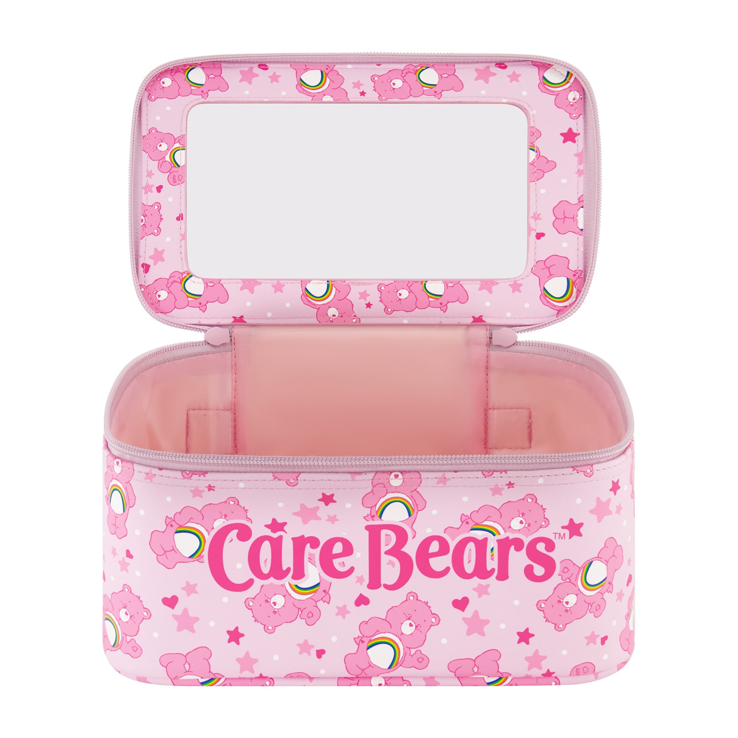 Care Bears Cheer Bear 2-Piece Travel Cosmetic Case Set – Rainbow and Cheer Bear Design with Heart Zipper Pulls
