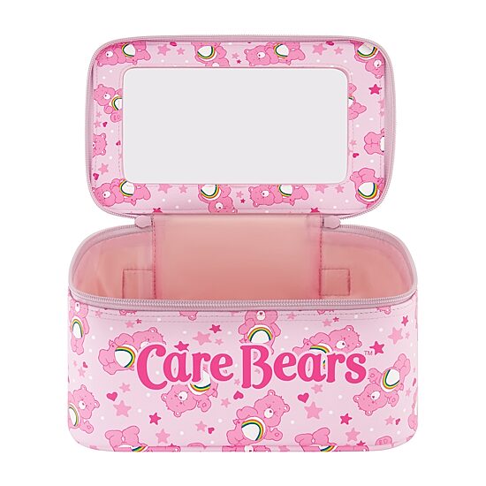 Care Bears Cheer Bear 2-Piece Travel Cosmetic Case Set – Rainbow and Cheer Bear Design with Heart Zipper Pulls