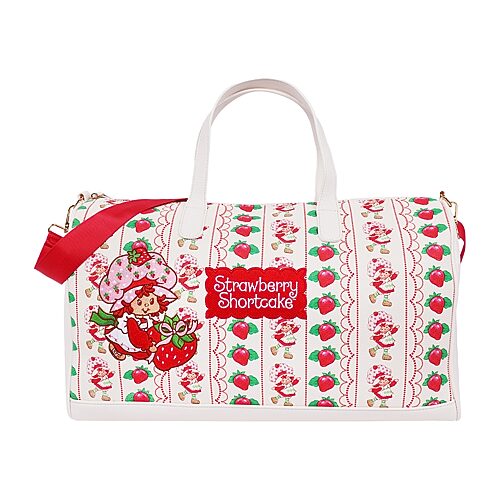 Strawberry Shortcake Lace Print Weekender Duffel Bag In White