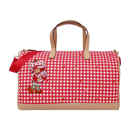Strawberry Shortcake Gingham Weekender Duffel Bag In Red
