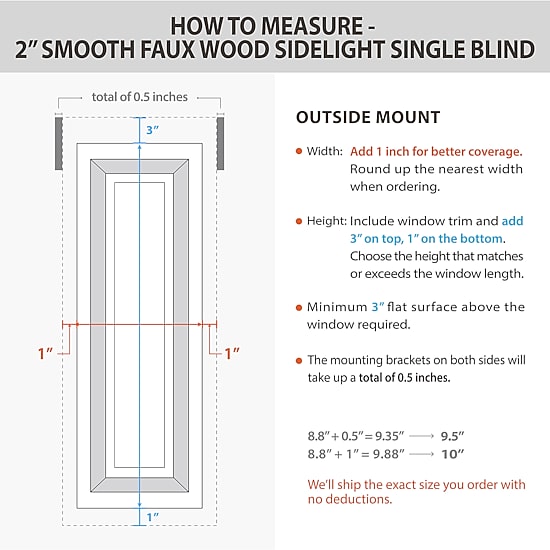 Smooth Sidelight 2" Cut-To-Width Cordless Faux Wood Blind