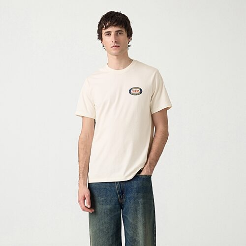 Levi's Mens Crew Neck Short Sleeve Regular Fit Graphic T-Shirt, Medium, White