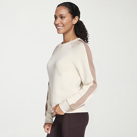 Skechers Womens Cozy Luxe Blocked Crewneck