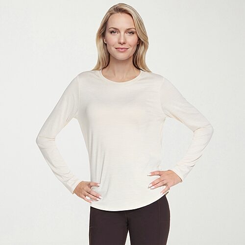Skechers Womens Go Dri Swift Striped Long Sleeve Tunic In Beige