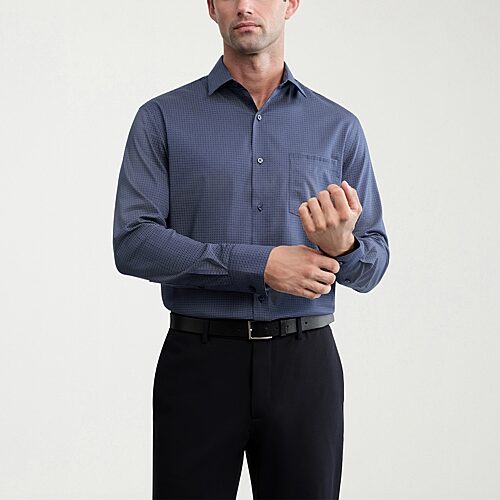 Van Heusen Ultra Flex Mens Regular Fit Wrinkle Free Long Sleeve Dress Shirt In Blue