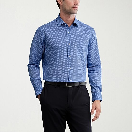 Van Heusen Everyday Defense Stain Shield Mens Regular Fit Wrinkle Free Long Sleeve Dress Shirt