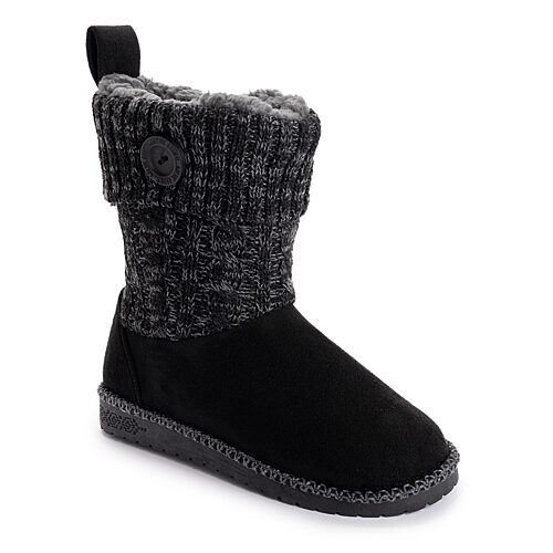 Muk Luks Womens Women's ml Footwear Water Resistant Slip Resistant Faux Fur Lined Flat Heel Winter Boots In Black