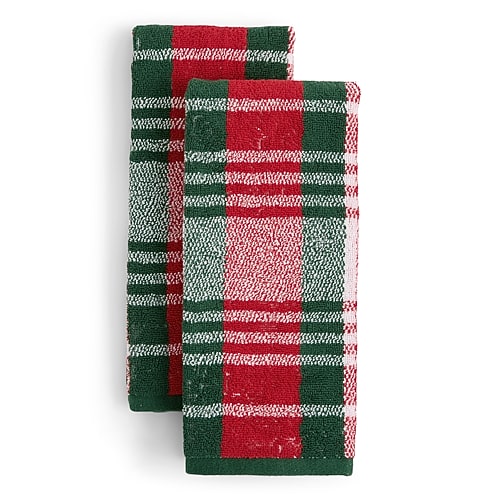 Martha Stewart Plaid 2-pc. Bath Towel Set In Green