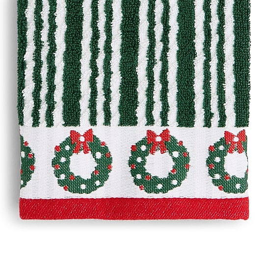 Martha Stewart Green Stripe 2-pc. Hand Towel Set