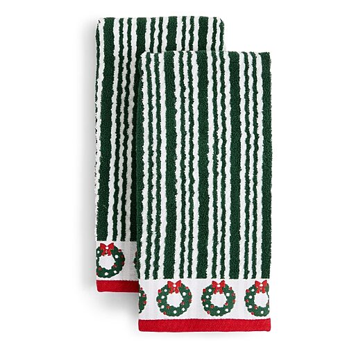 Martha Stewart Stripe 2-pc. Bath Towel Set In Green