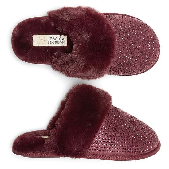 JS Jessica Simpson Rhinestone Scuff Womens Clog Slippers