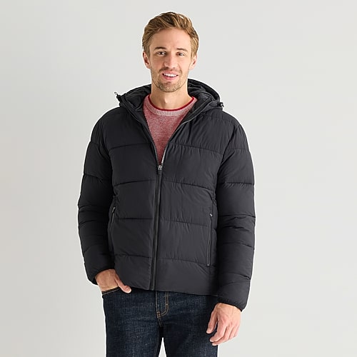 St. John's Bay Mens Puffer Jacket In Black