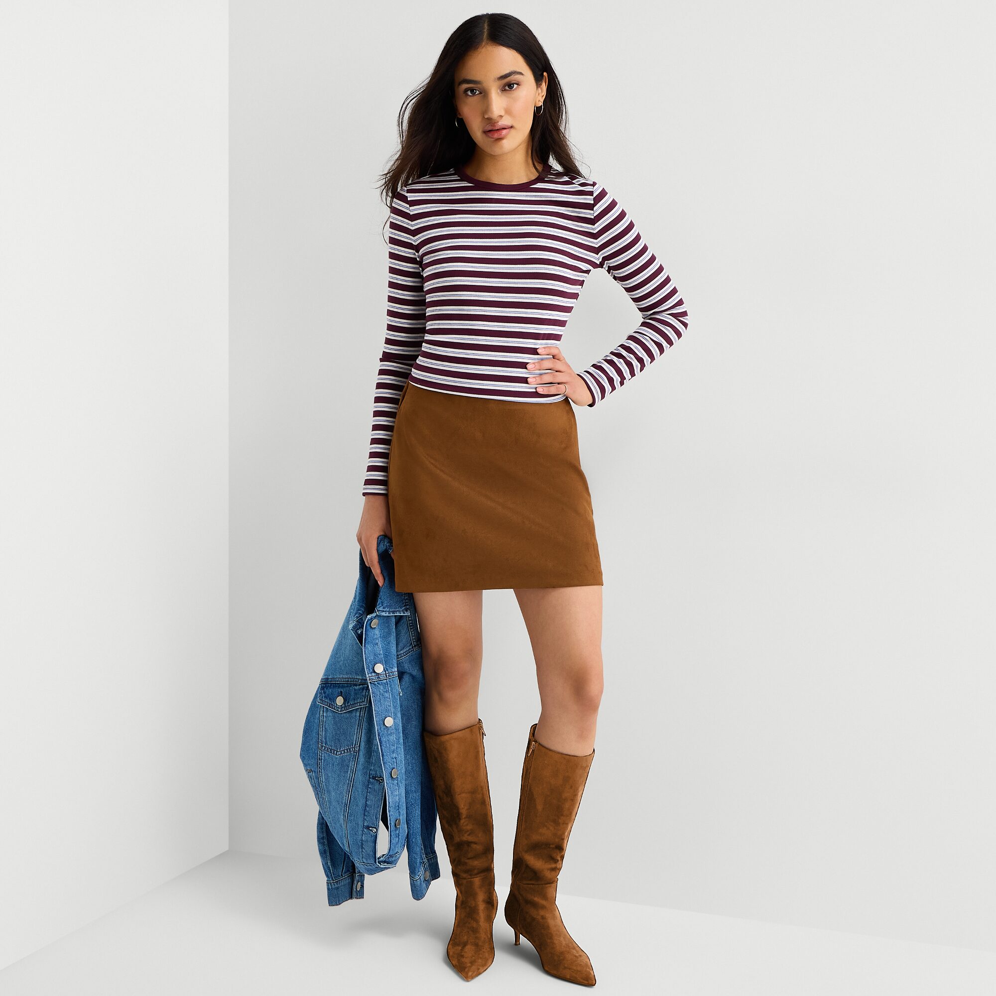 A.N.A Womens Crew Neck Long Sleeve T-Shirt