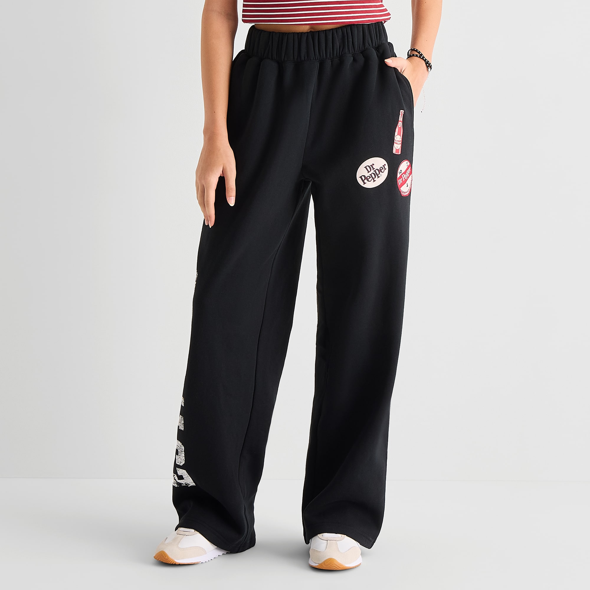 Dr Pepper Wide Leg Fleece Bottom Womens Juniors High Rise Sweatpant