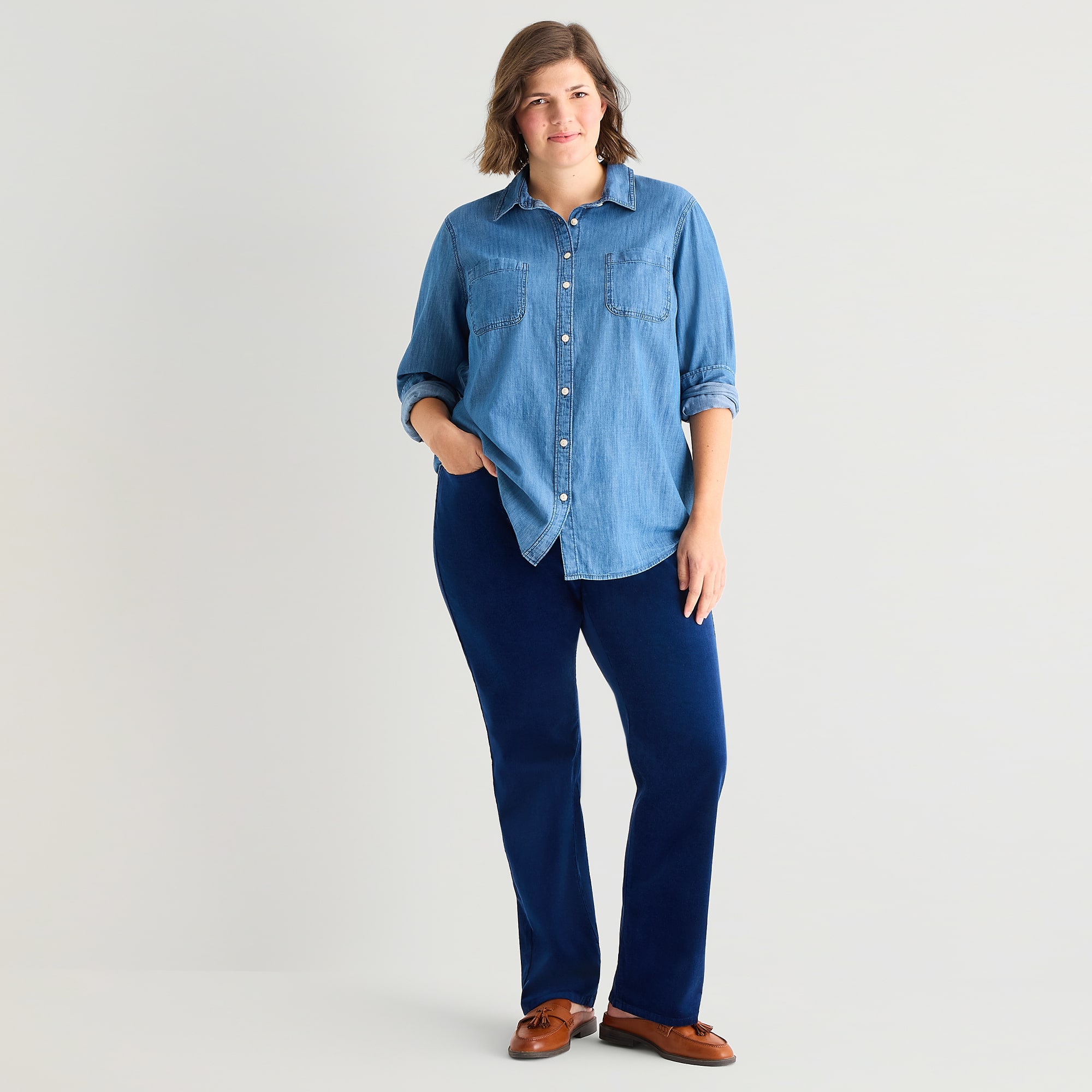 St. John's Bay Womens Plus Mid Rise Straight Corduroy Pant