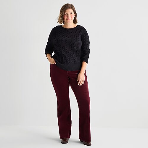St. John's Bay Womens Plus Mid Rise Bootcut Corduroy Pant In Brown