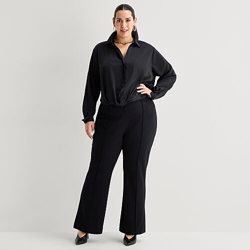 Bold Elements Womens Plus Slim Pull-on Pant In Black