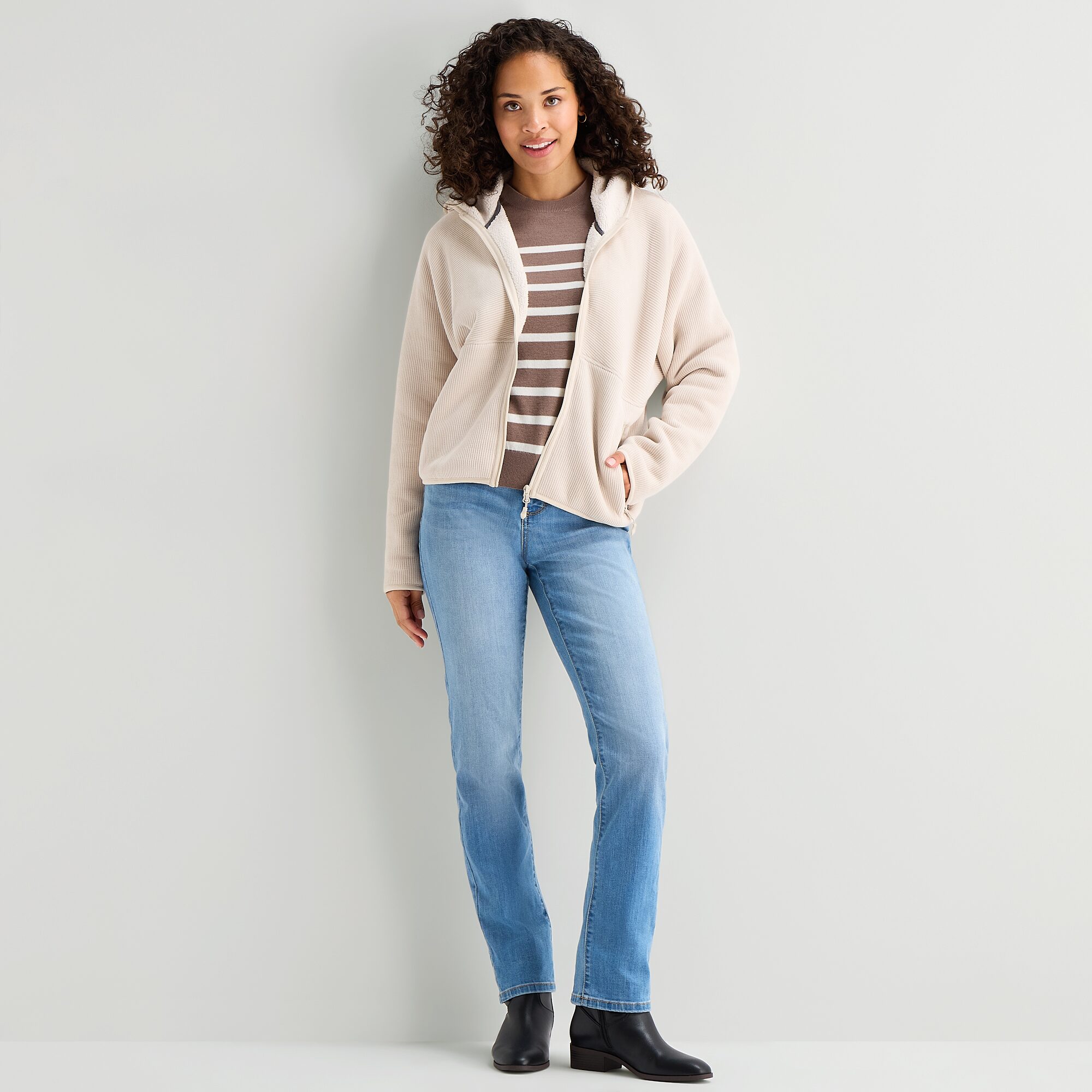 Free Country Womens Fleece Hooded Lightweight Jacket