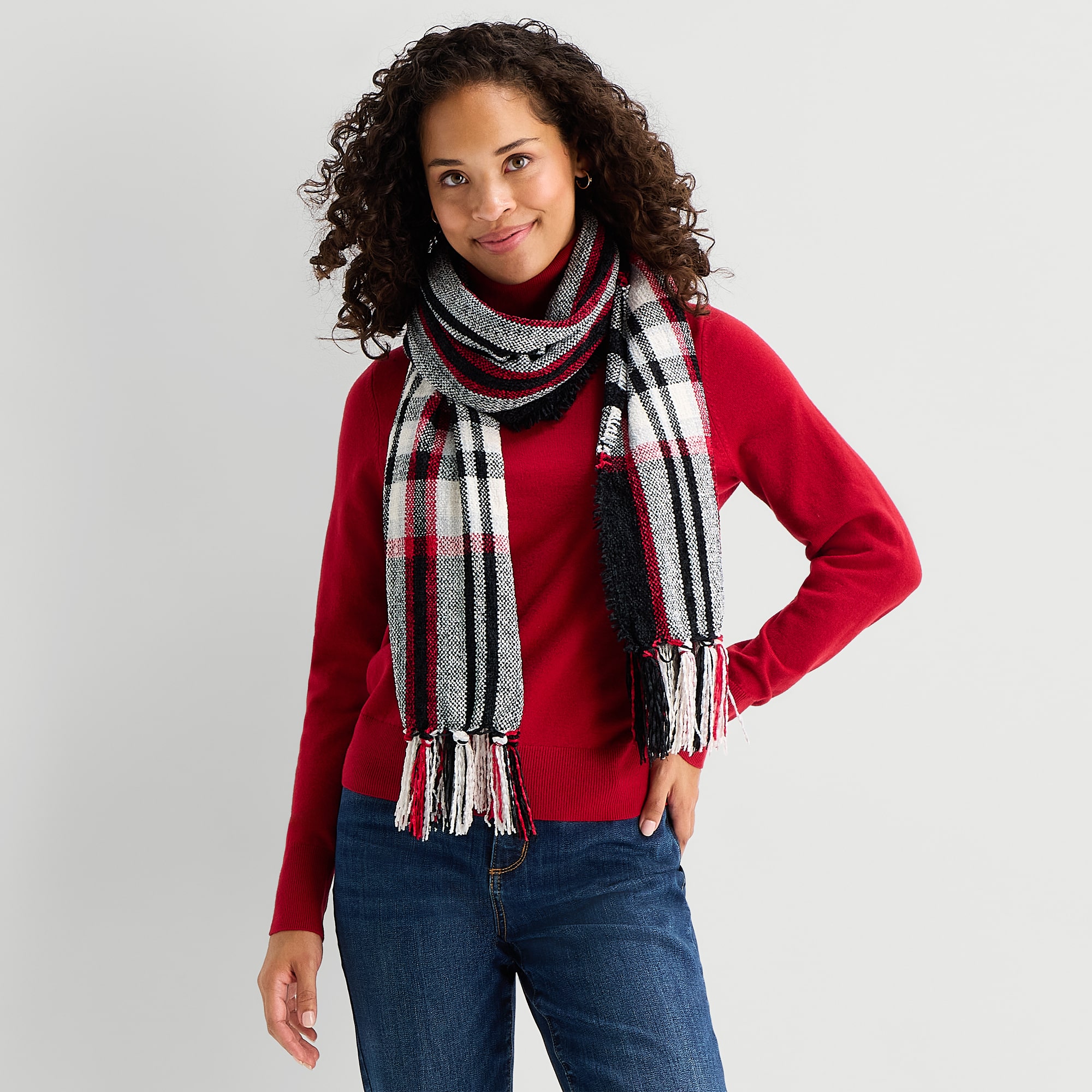 St. John's Bay Plaid Chenille Oblong Scarf