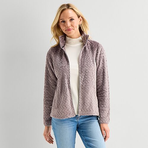 Free Country Womens Fleece Lightweight Jacket In Brown