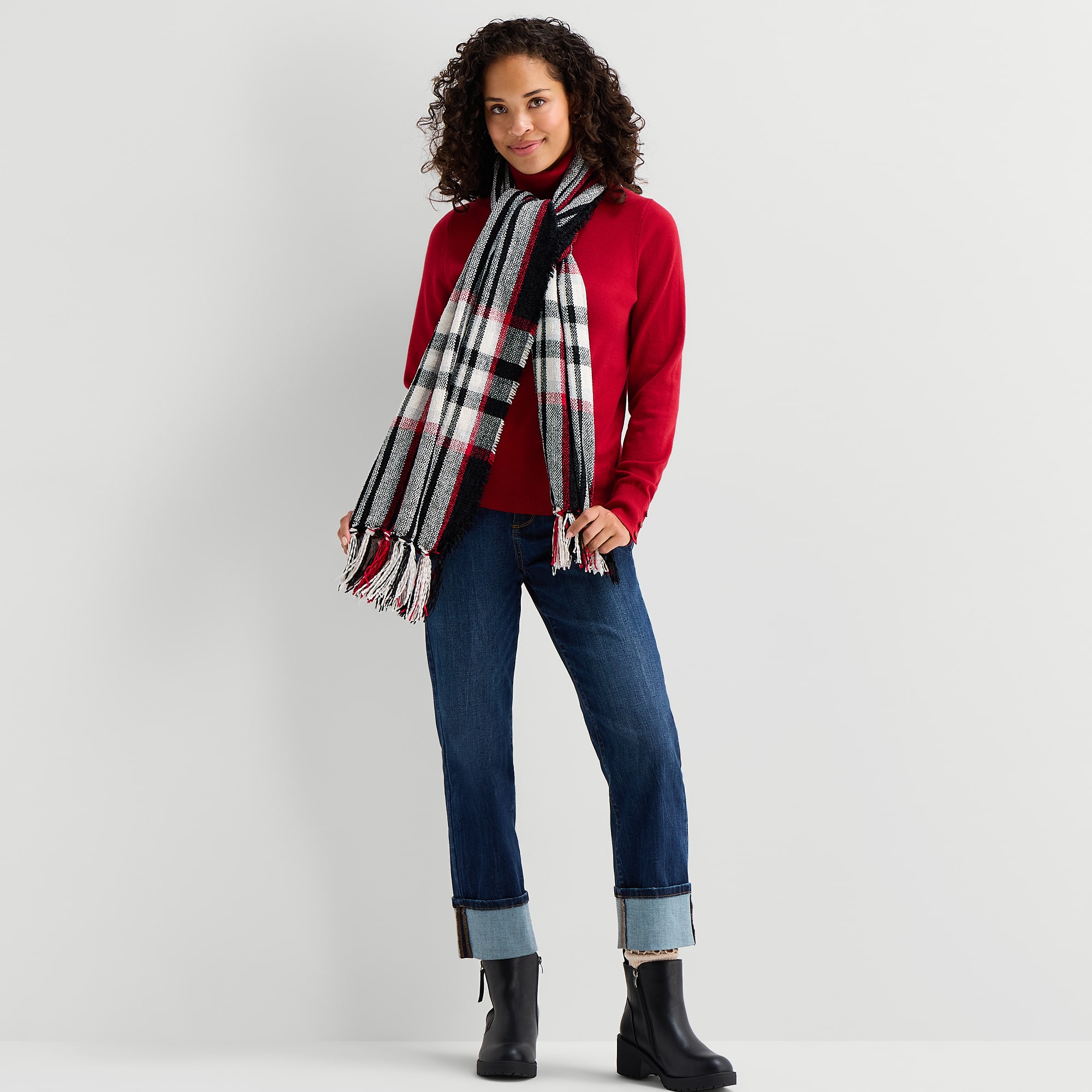 St. John's Bay Plaid Chenille Oblong Scarf