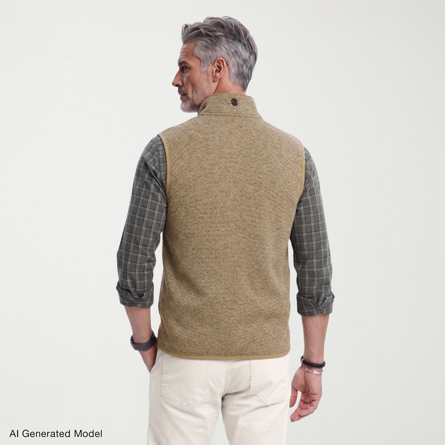 IZOD Houndstooth Stripe Fleece Mens Lightweight Vest