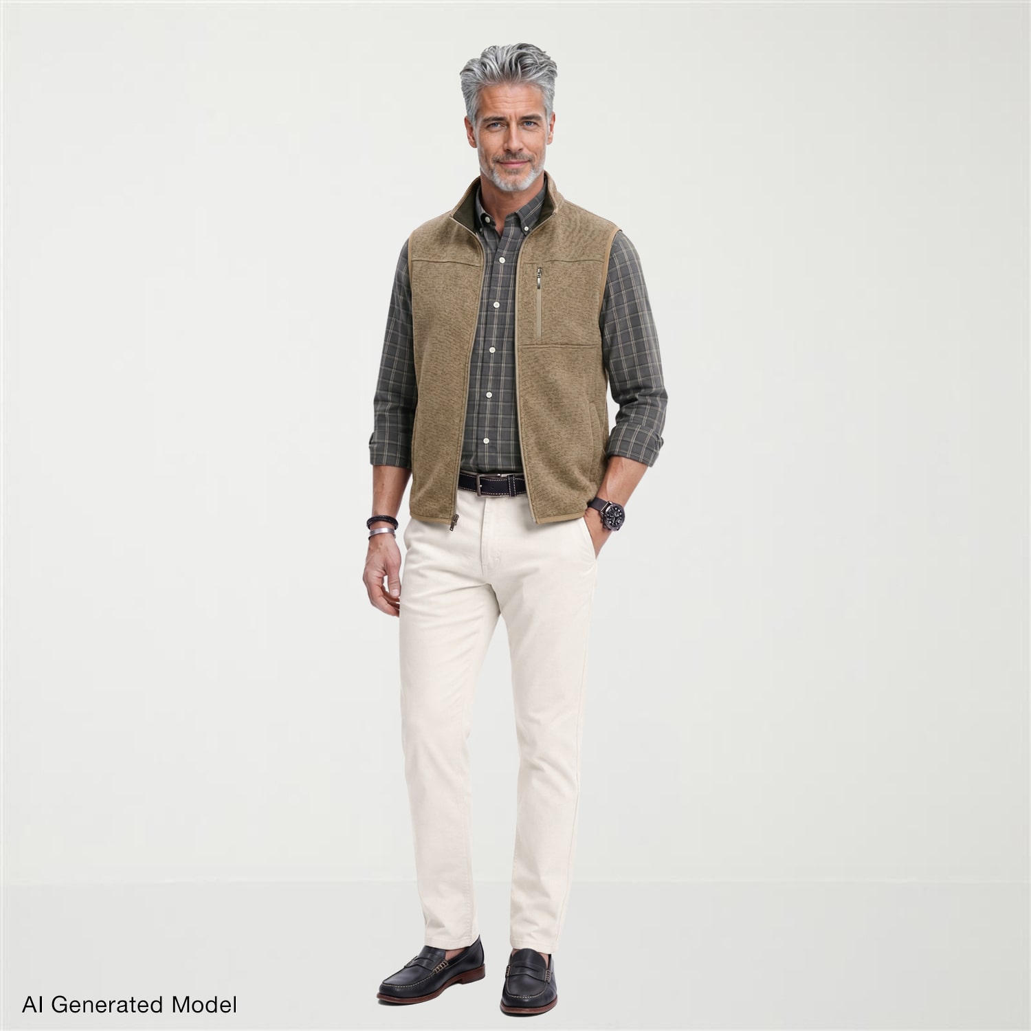 IZOD Houndstooth Stripe Fleece Mens Lightweight Vest