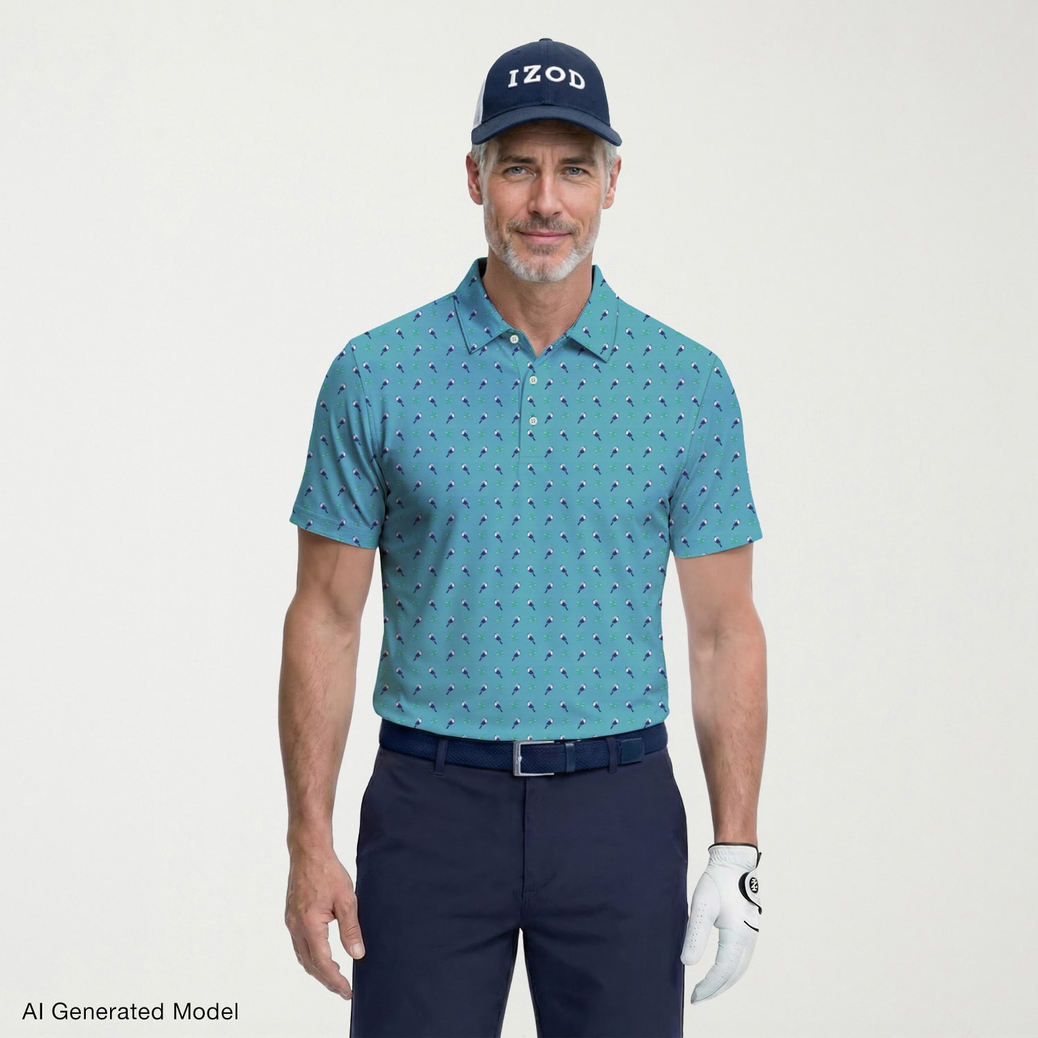 IZOD Swingflex Elite Fashion Print Mens Classic Fit Short Sleeve Polo Shirt