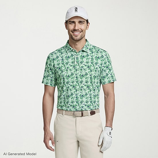 IZOD Swingflex Elite Fashion Print Mens Classic Fit Short Sleeve Polo Shirt