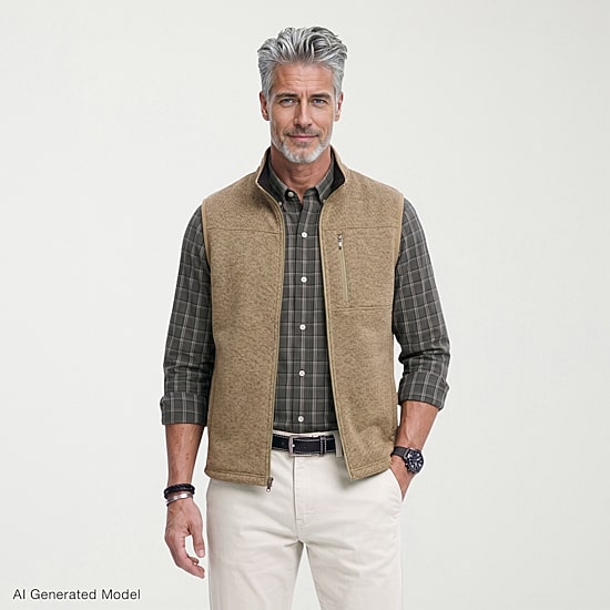 IZOD Houndstooth Stripe Mens Lightweight Fleece Vest