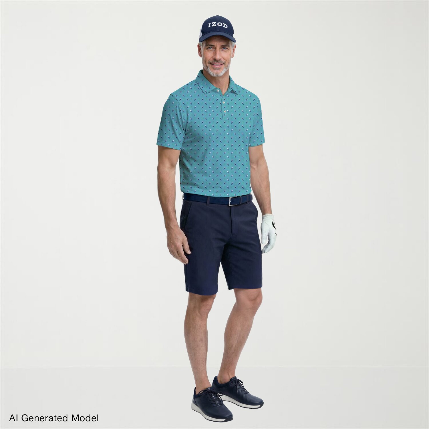 IZOD Swingflex Elite Fashion Print Mens Classic Fit Short Sleeve Polo Shirt