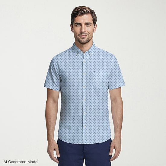 IZOD Breeze Mens Short Sleeve Athletic Fit Button-Down Shirt