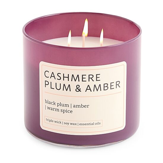 Distant Lands 14oz Cashmere Plum & Amber 3-Wick Scented Jar Candle