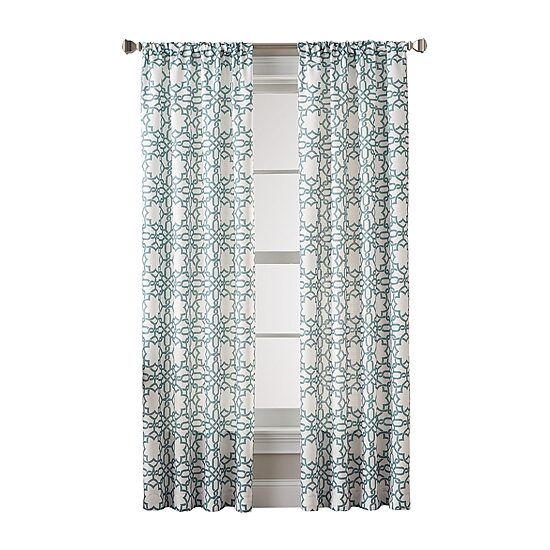 CHF Lotus Harmony Rod Pocket Light-Filtering Single Curtain Panel