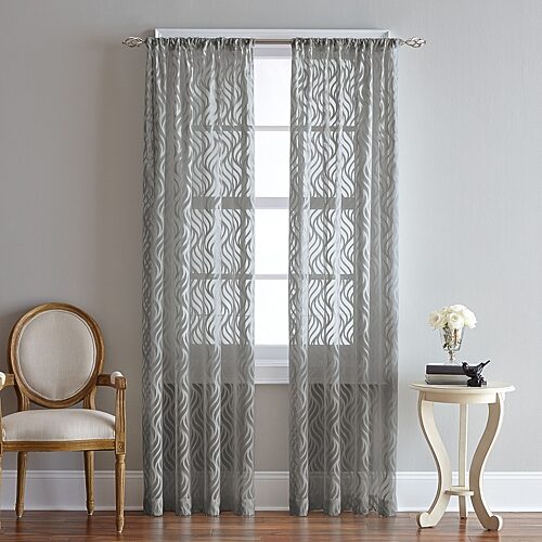 CHF Lyric Rod Pocket Light-Filtering Single Curtain Panel, One Size, Gray