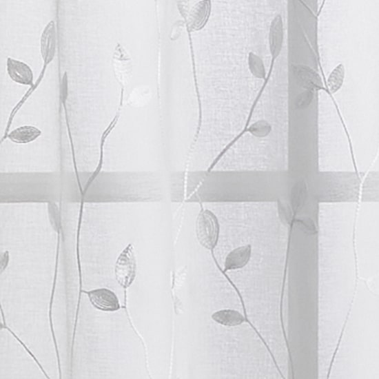 CHF Botanical Embroidery Rod Pocket Embroidered Sheer Set of 2 Curtain Panel