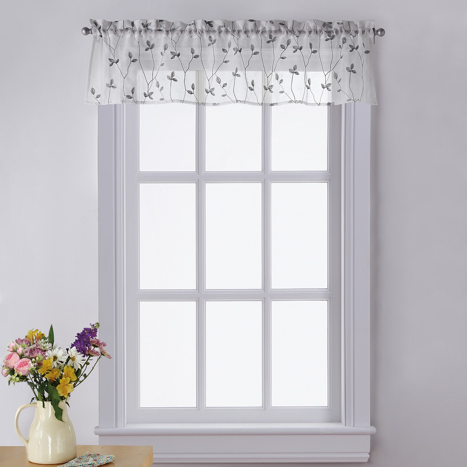 CHF Botanical Embroidery Rod Pocket Tailored Valance