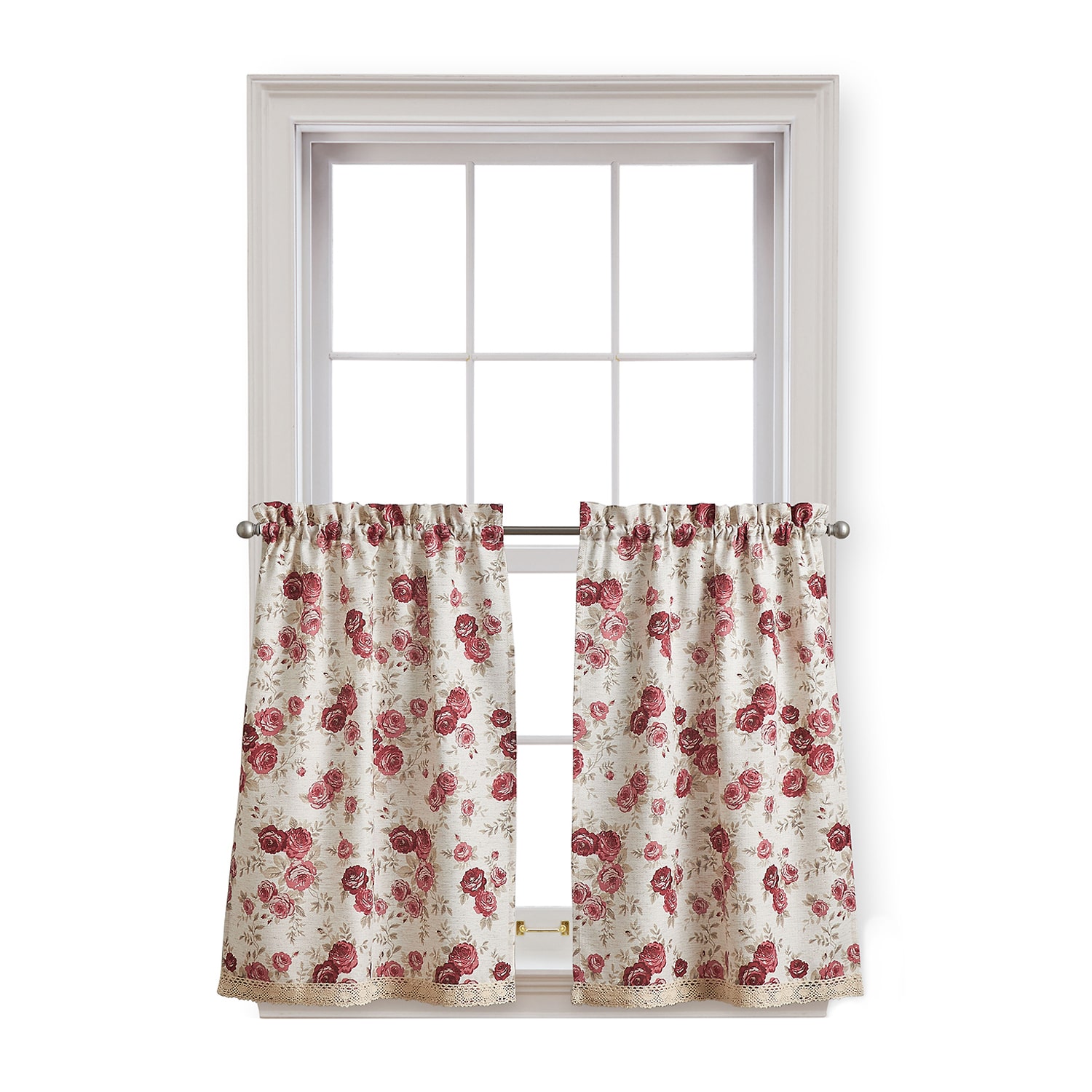CHF Antique Rose 2-pc. Rod Pocket Window Tier