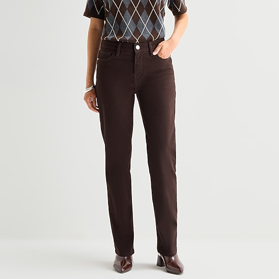 Liz Claiborne Lana Womens High Rise Straight Leg Jean