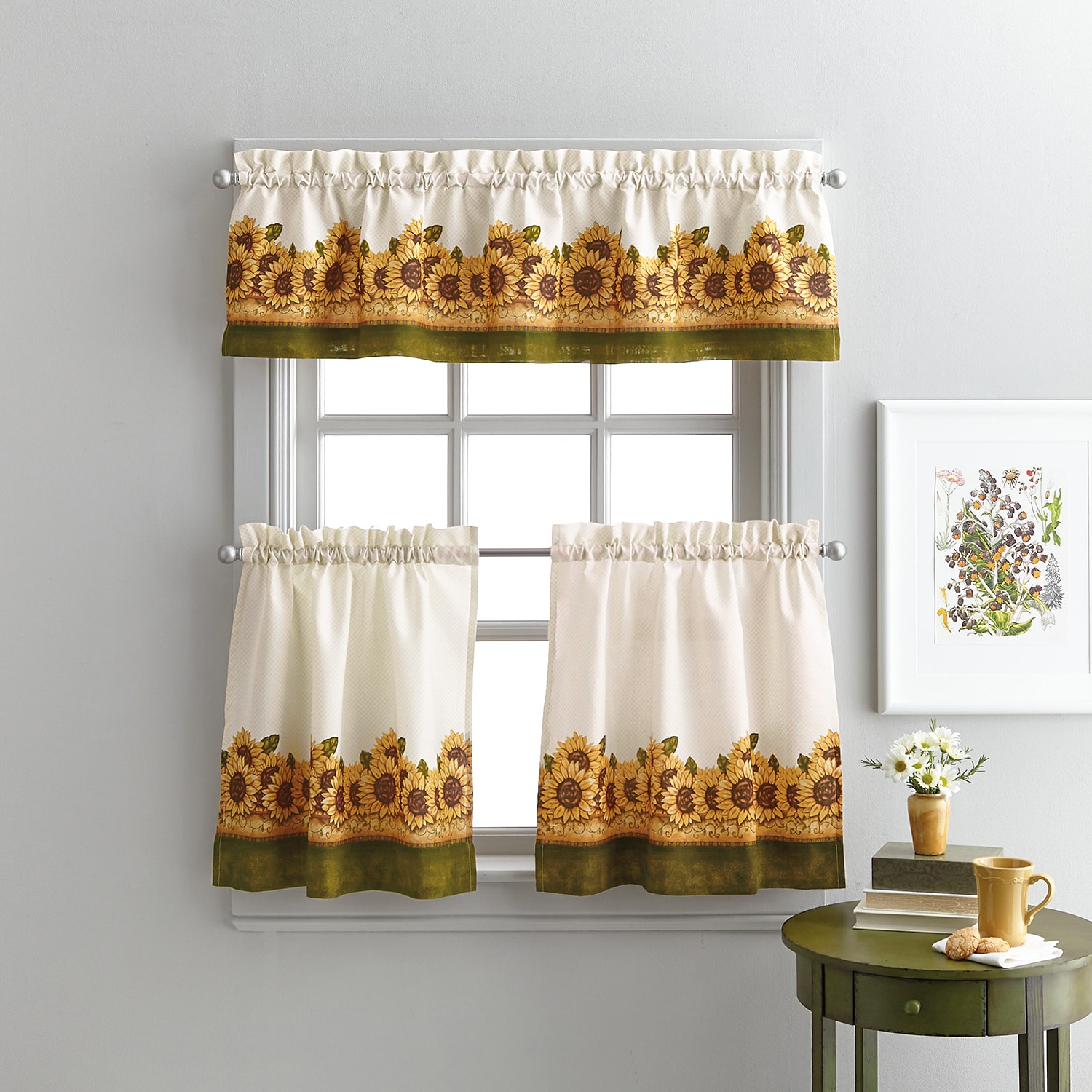 CHF Sunflower Garden 3-pc. Rod Pocket Window Tier