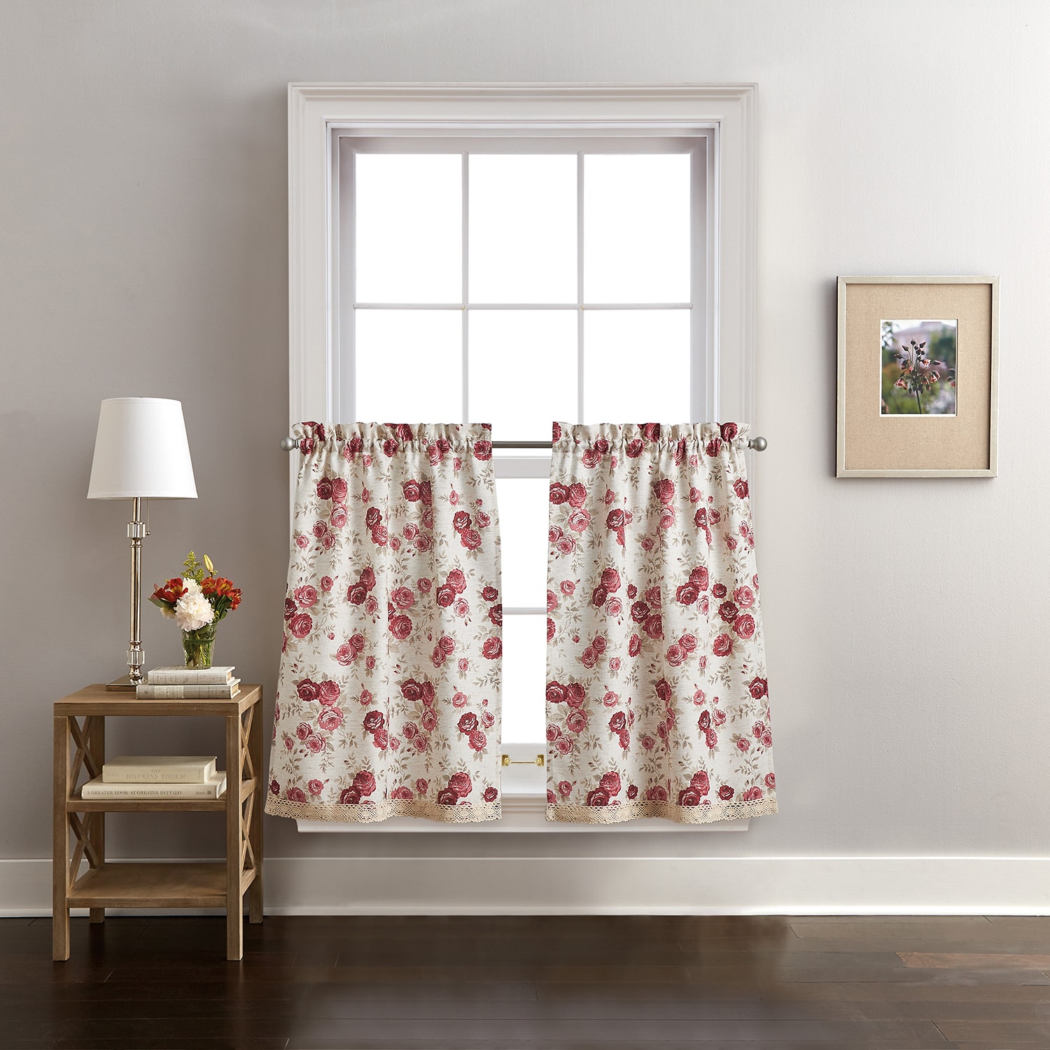 CHF Antique Rose 2-pc. Rod Pocket Window Tier