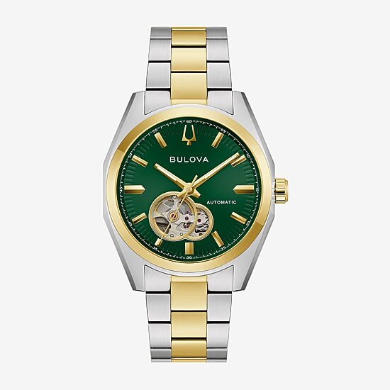 Bulova Surveyor Mens Automatic Two Tone Stainless Steel Bracelet Watch 98a338